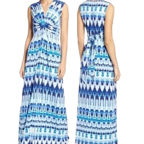 Robe Maxi Old Navy Bleu Foncé/blanc Taille S - En Coton, Sans Manches, Occasion Très Bon état